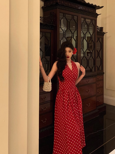 Elegant A line Halter Red 21st Birthday Dress Party Gown Birthday Outfits Birthday Dress Ideas For Women DP1434