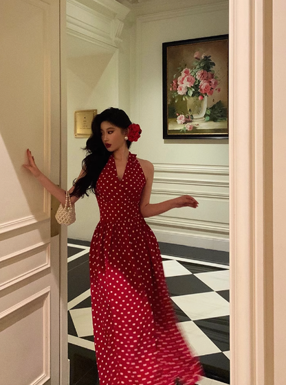 Elegant A line Halter Red 21st Birthday Dress Party Gown Birthday Outfits Birthday Dress Ideas For Women DP1434