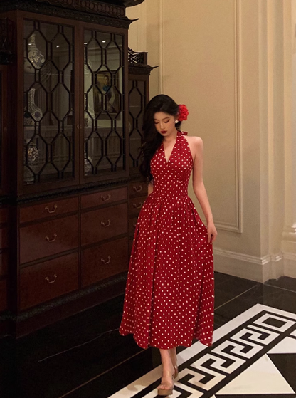 Elegant A line Halter Red 21st Birthday Dress Party Gown Birthday Outfits Birthday Dress Ideas For Women DP1434