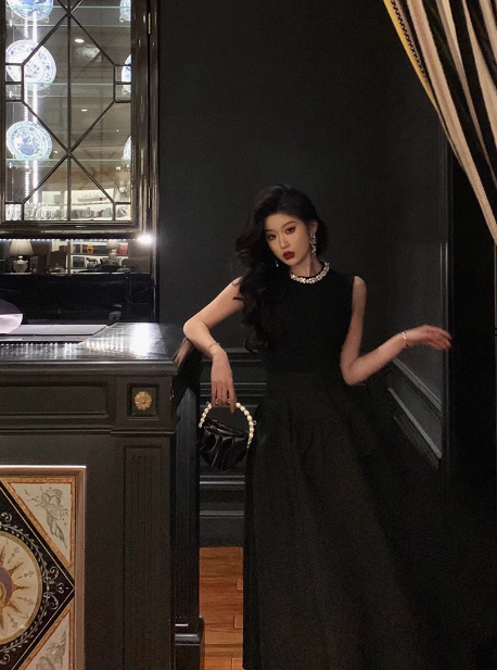 Simple A line Jewel Black Sleeveless 23rd Birthday Dress Party Gown Birthday Outfits Birthday Dress Ideas For Women DP1435