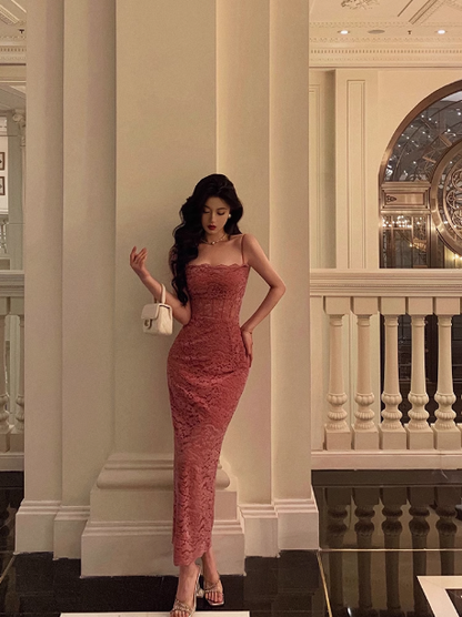 Elegant Mermaid Spaghetti Straps Lace 21st Birthday Dress Party Gown Birthday Outfits Birthday Dress Ideas For Women DP1439