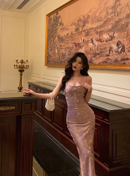 Elegant Mermaid Spaghetti Straps Grape 21st Birthday Dress Party Gown Birthday Outfits Birthday Dress Ideas For Women DP1441