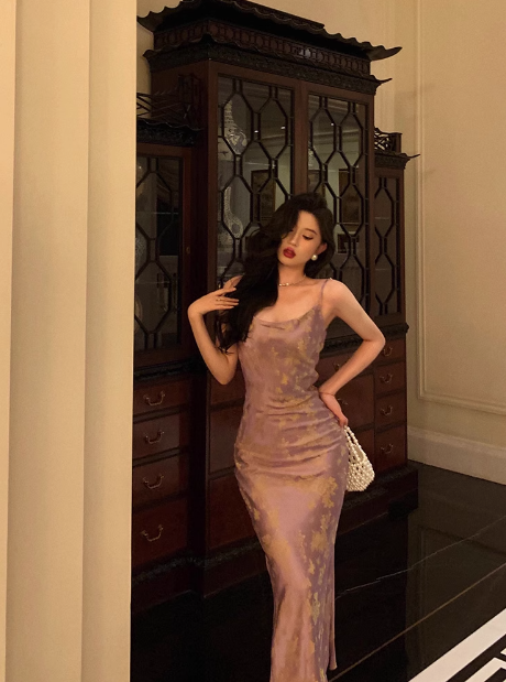 Elegant Mermaid Spaghetti Straps Grape 21st Birthday Dress Party Gown Birthday Outfits Birthday Dress Ideas For Women DP1441