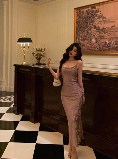 Elegant Mermaid Spaghetti Straps Grape 21st Birthday Dress Party Gown Birthday Outfits Birthday Dress Ideas For Women DP1441