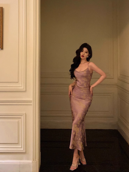 Elegant Mermaid Spaghetti Straps Grape 21st Birthday Dress Party Gown Birthday Outfits Birthday Dress Ideas For Women DP1441