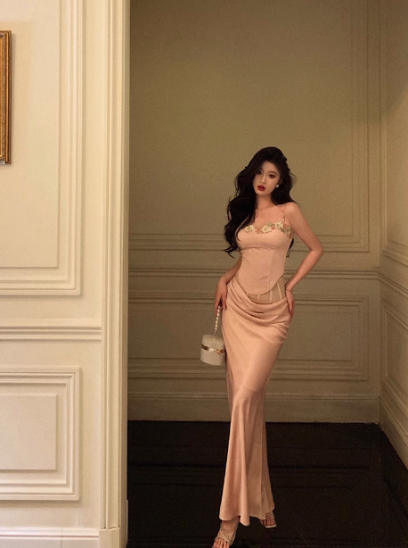 Elegant Mermaid 2 Pieces Pink Satin Sleeveless 21st Birthday Dresses Evening Gown Birthday Outfits Birthday Dress Ideas For Women DP1442