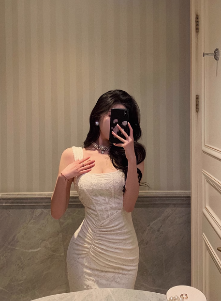 Elegant Mermaid Square White Lace 21st Birthday Dress Party Gown Birthday Outfits Birthday Dress Ideas For Women DP1444