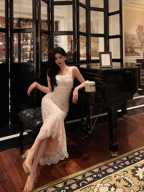 Elegant Mermaid Square White Lace 21st Birthday Dress Party Gown Birthday Outfits Birthday Dress Ideas For Women DP1446