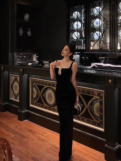 Sexy Mermaid Black Square Neck 21st Birthday Dress Party Gown Birthday Outfits Birthday Dress Ideas For Women DP1453