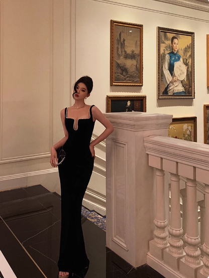 Sexy Mermaid Black Square Neck 21st Birthday Dress Party Gown Birthday Outfits Birthday Dress Ideas For Women DP1453