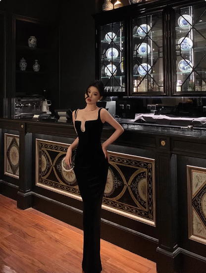 Sexy Mermaid Black Square Neck 21st Birthday Dress Party Gown Birthday Outfits Birthday Dress Ideas For Women DP1453