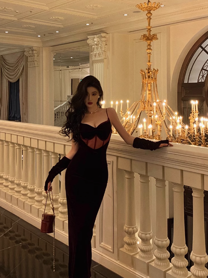 Elegant Mermaid Spaghetti Straps Burgundy Velvet 21st Birthday Dress Party Gown Birthday Outfits Birthday Dress Ideas For Women DP1454