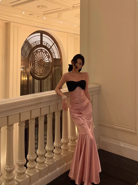 Elegant Mermaid Sweetheart Pink Sleeveless 23rd Birthday Dress Party Gown Birthday Outfits Birthday Dress Ideas For Women DP1463