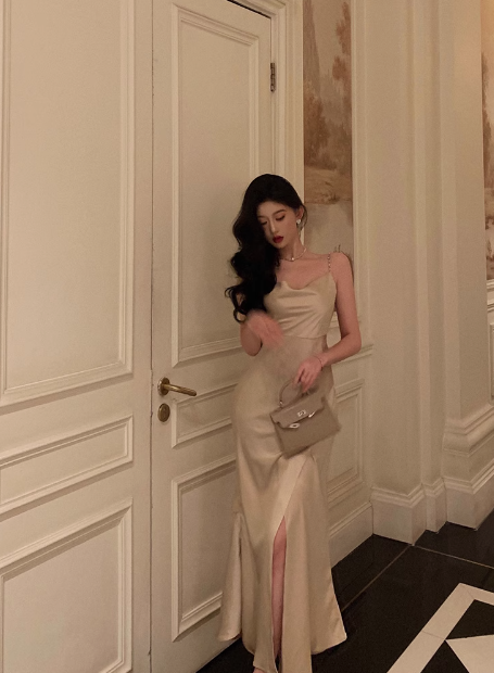 Sexy Mermaid Champagne Satin 21st Birthday Dress Party Gown Birthday Outfits Birthday Dress Ideas For Women DP1466