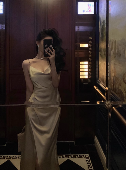 Sexy Mermaid Champagne Satin 21st Birthday Dress Party Gown Birthday Outfits Birthday Dress Ideas For Women DP1466