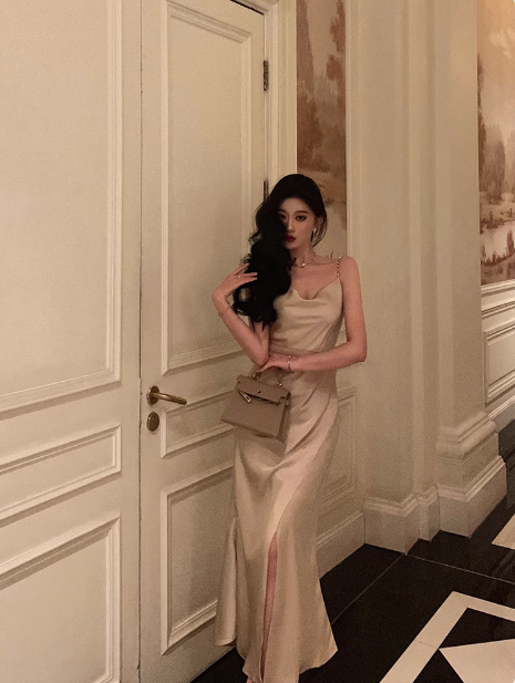 Sexy Mermaid Champagne Satin 21st Birthday Dress Party Gown Birthday Outfits Birthday Dress Ideas For Women DP1466