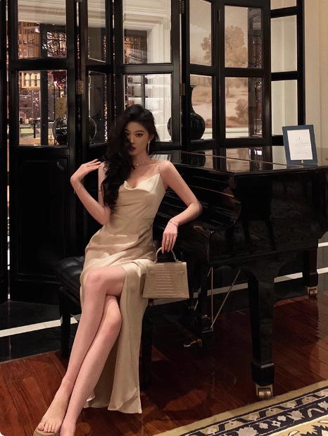 Sexy Mermaid Champagne Satin 21st Birthday Dress Party Gown Birthday Outfits Birthday Dress Ideas For Women DP1466