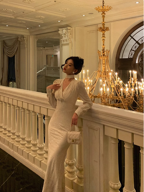 Modest Mermaid V Neck Long Sleeves White Satin 21st Birthday Dress Party Gown Birthday Outfits Birthday Dress Ideas For Women DP1476