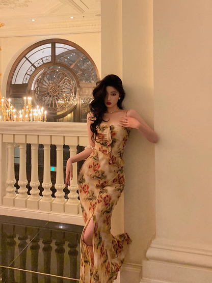 Elegant Mermaid Spaghetti Straps Floral Long 23rd Birthday Dress Party Gown Birthday Outfits Birthday Dress Ideas For Women DP1479