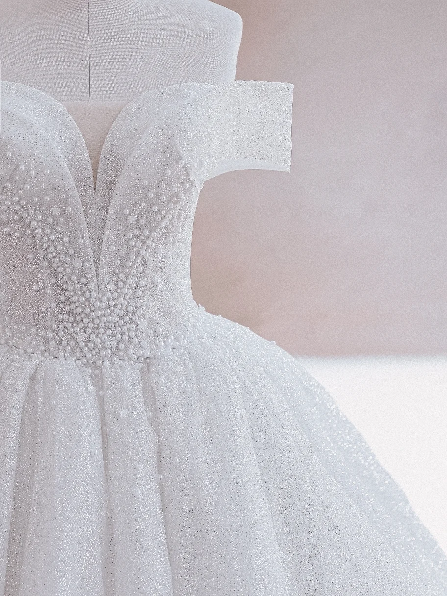 Glitter Wedding Dresses Ball Gown Off The Shoulder Sequin Wedding Dress Long Bridal Gowns DP1493