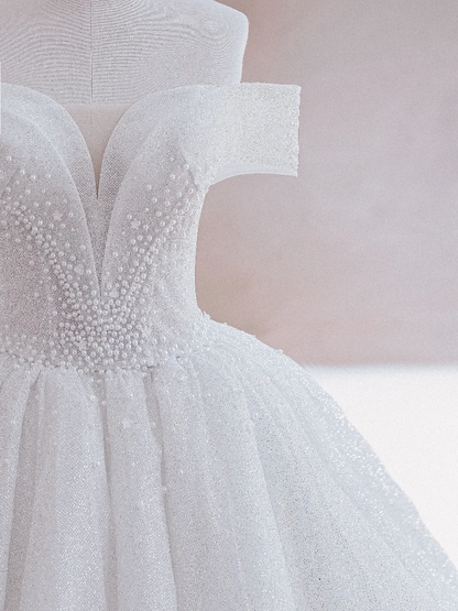 Glitter Wedding Dresses Ball Gown Off The Shoulder Sequin Wedding Dress Long Bridal Gowns DP1493