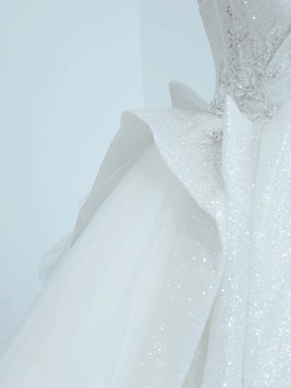 Timeless Bridal Gown Ball Gown Strapless White Sequin Wedding Dresses Bridal Gowns DP1494