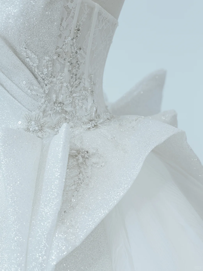 Timeless Bridal Gown Ball Gown Strapless White Sequin Wedding Dresses Bridal Gowns DP1494