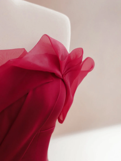 Elegant Glamour A Line Strapless Burgundy 21st Birthday Dress Party Gown Birthday Outfits Birthday Dress Ideas For Women DP1495