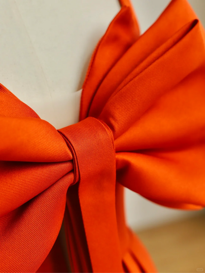 Elegant Glamour A Line Spaghetti Straps Satin Orange 21st Birthday Dress Party Gown Birthday Outfits Birthday Dress Ideas For Women DP1510