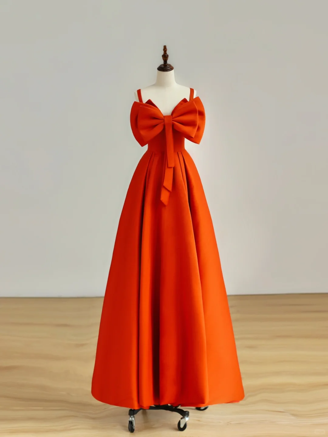 Elegant Glamour A Line Spaghetti Straps Satin Orange 21st Birthday Dress Party Gown Birthday Outfits Birthday Dress Ideas For Women DP1510