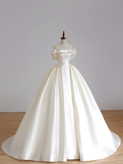 Timeless Bridal Gown Ball Gown Strapless Ivory Satin Wedding Dresses Bridal Gowns DP1511