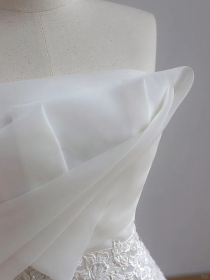 Simple Bridal Gown Mermaid Strapless Satin White Wedding Dresses Minimalist Bridal Gowns DP1513