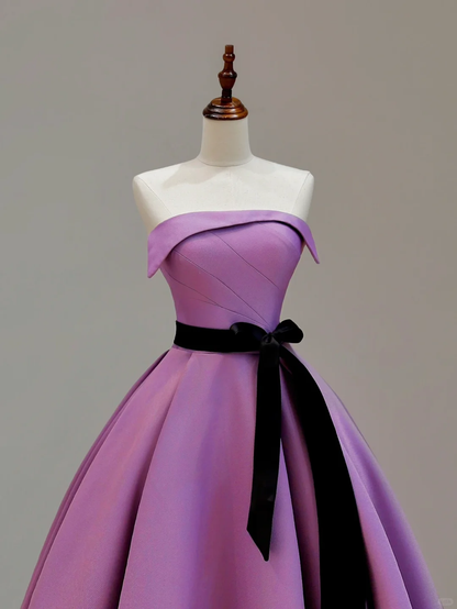 Elegant Glamour A Line Strapless Satin Lilac 21st Birthday Dress Party Gown Birthday Outfits Birthday Dress Ideas For Women DP1526