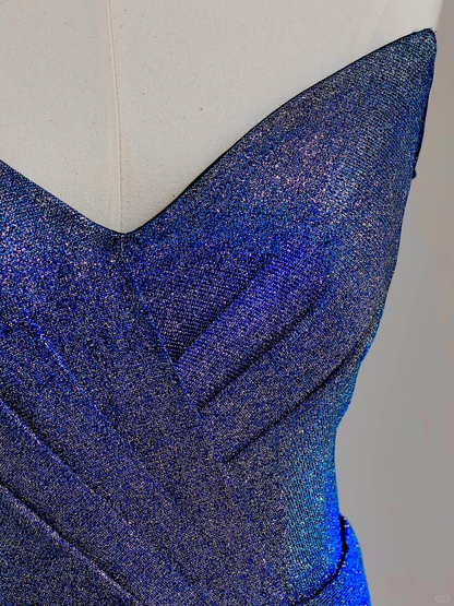 Elegant Glamour Ball Gown Strapless Blue Sequin 21st Birthday Dresses Evening Gown Birthday Outfits Evening Dress For Women DP1530