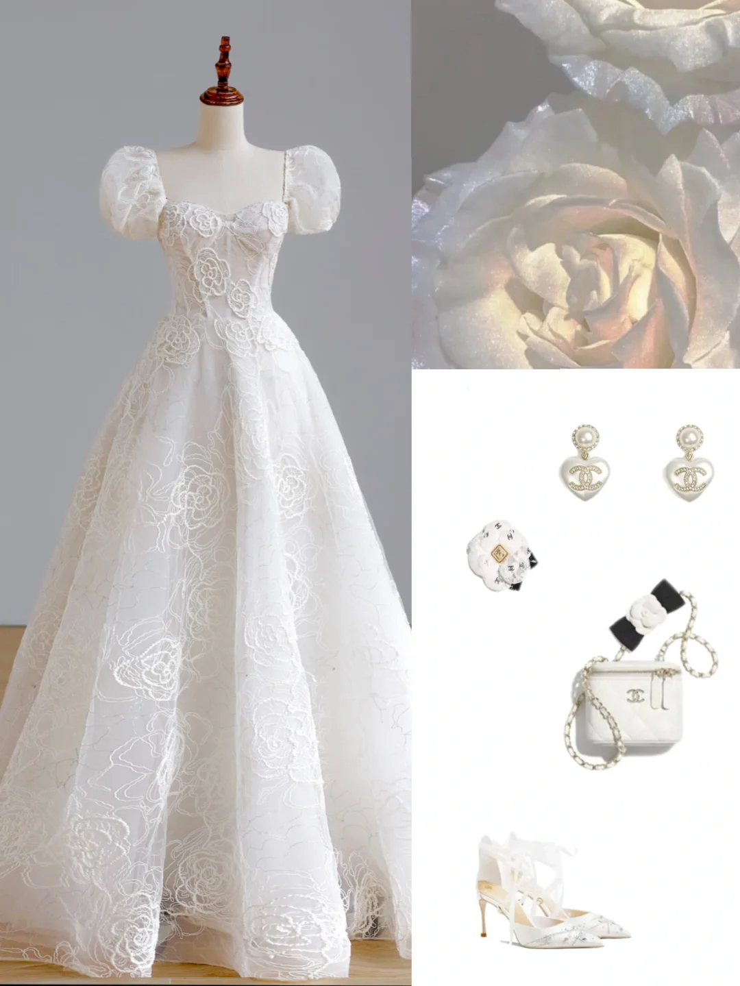 Simple Bridal Gown Ball Gown Short Sleeves Lace White Wedding Dresses Minimalist Bridal Gowns DP1532