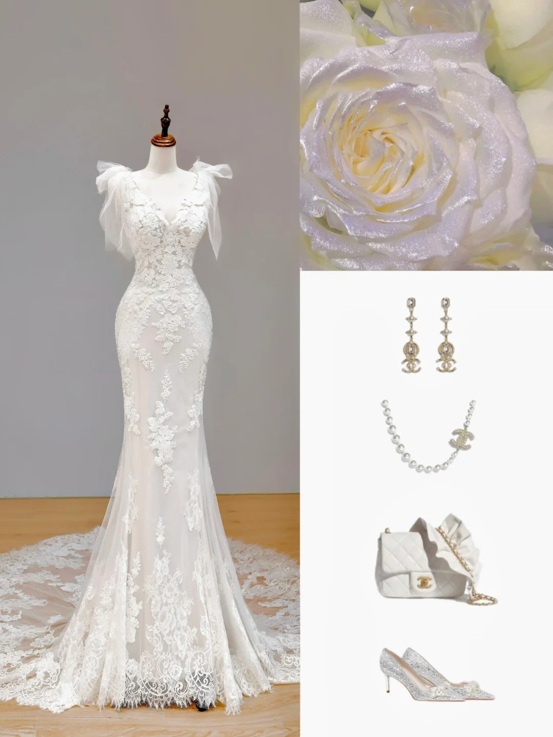 Ethereal Wedding Dress Mermaid Straps Lace White Wedding Dresses Corset Bridal Gowns DP1536