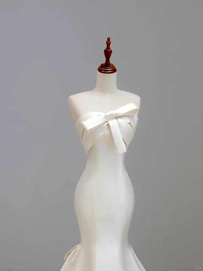 Ethereal Wedding Dress Mermaid Strapless Satin White Wedding Dresses Corset Bridal Gowns DP1539