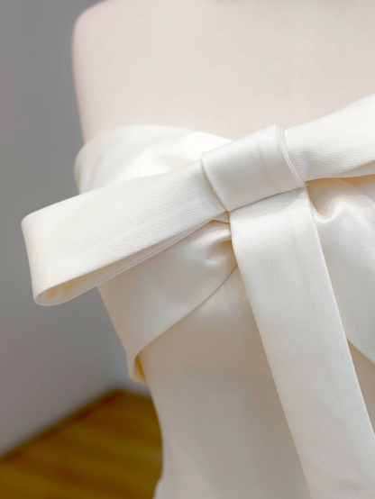 Ethereal Wedding Dress Mermaid Strapless Satin White Wedding Dresses Bridal Gowns DP1553