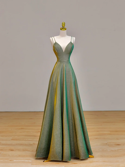 Elegant Glamour Ball Gown Spaghetti Straps Sequin Green Long Prom Dress Party Dress Evening Dresses DP1542
