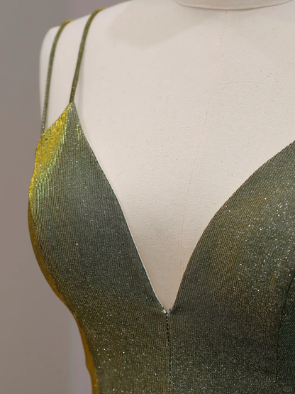 Elegant Glamour Ball Gown Spaghetti Straps Sequin Green Long Prom Dress Party Dress Evening Dresses DP1542