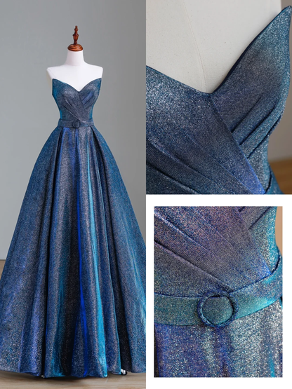 Elegant Glamour Ball Gown Sweetheart Blue Sequin 21st Birthday Dresses Evening Gown Birthday Outfits Evening Dress For Women DP1556