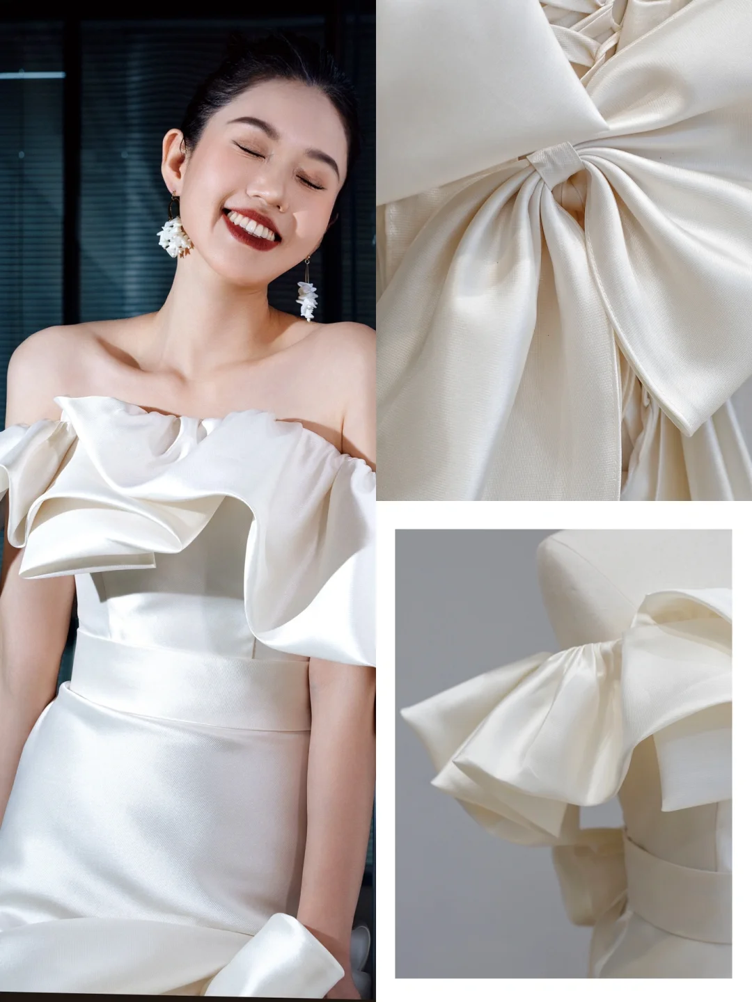 Ethereal Wedding Dress Mermaid Off The Shoulder Satin White Wedding Dresses Bridal Gowns DP1559