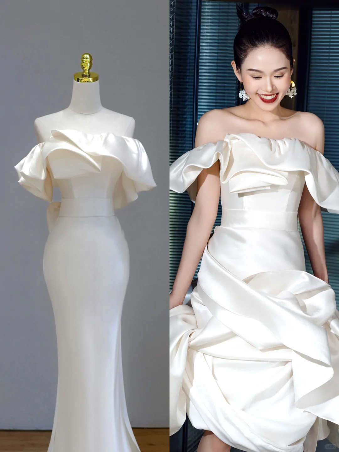 Ethereal Wedding Dress Mermaid Off The Shoulder Satin White Wedding Dresses Bridal Gowns DP1559