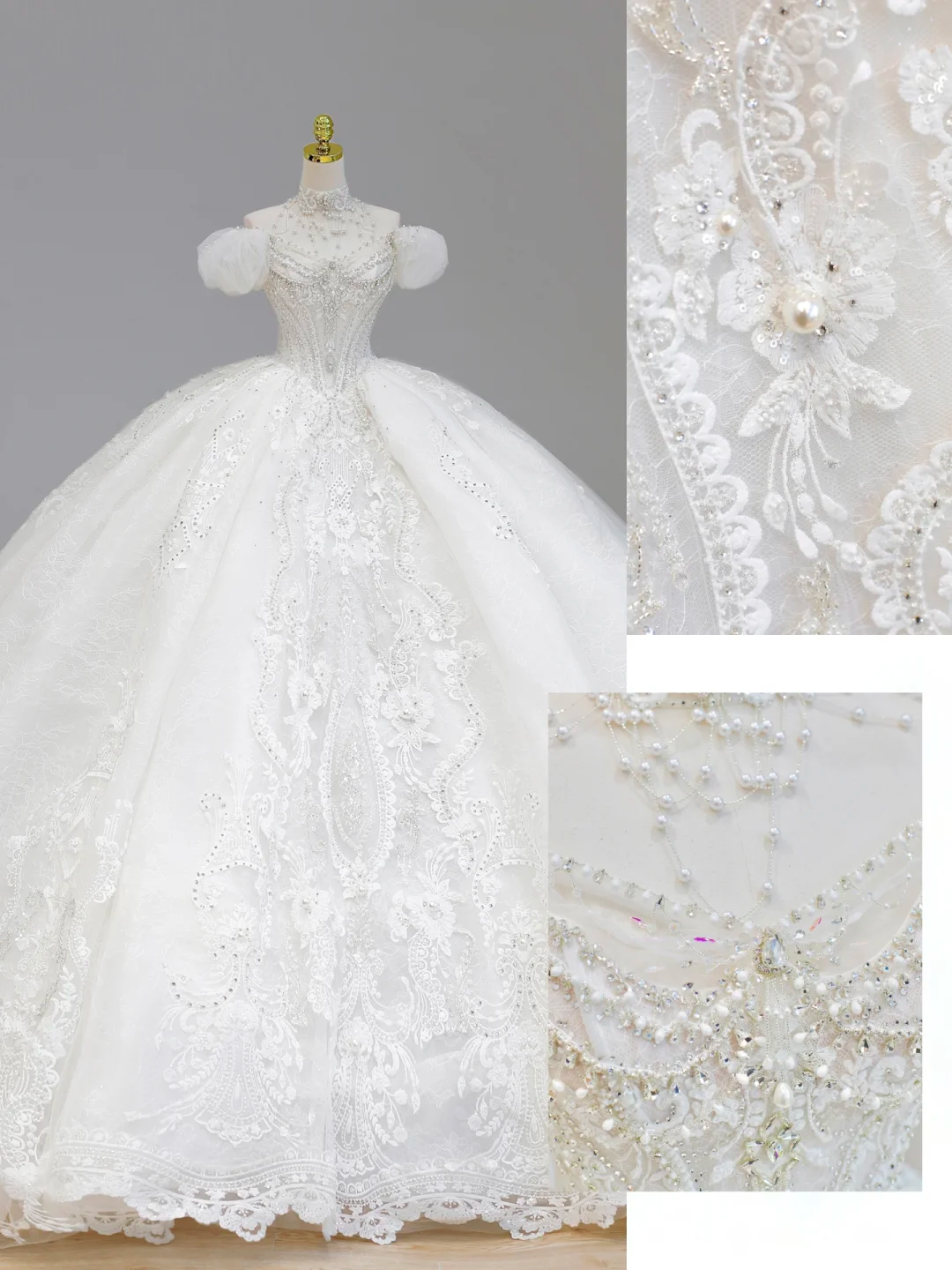 Dreamy Wedding Dress Ball Gown Off The Shoulder Sequin White Wedding Dresses Bridal Gowns DP1583