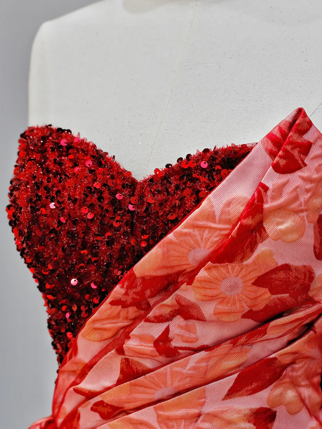 Elegant Glamour Ball Gown Sweetheart Tulle Red Floral 21st Birthday Dresses Evening Gown Birthday Outfits Evening Dress For Women DP1588