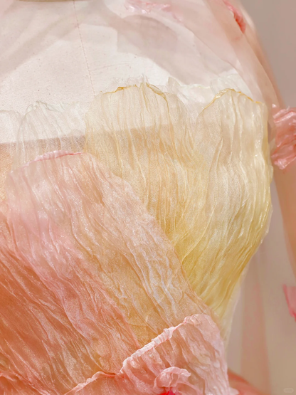 Elegant Glamour Ball Gown Strapless Tulle Pink Floral 21st Birthday Dresses Evening Gown Birthday Outfits Evening Dress For Women DP1589