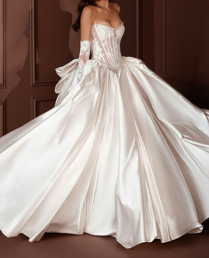 Elegant Bridal Dress Ball Gown Sweetheart White Lace Wedding Dresses Minimalist Bridal Gowns DP1600