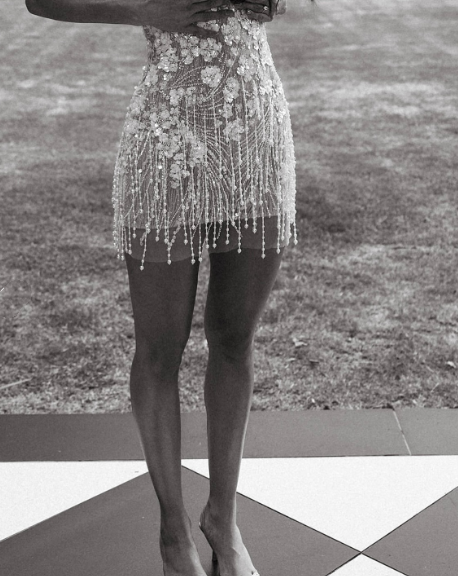 Rustic Wedding Dress Sheath Strapless White Sequin Short Summer Wedding Dresses Bridal Gowns DP1608