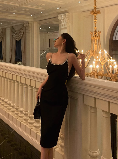 Classy Sheath Spaghetti Straps Knee Length Black Homecoming Dress Cocktail Dress Birthday Dresses DP1626