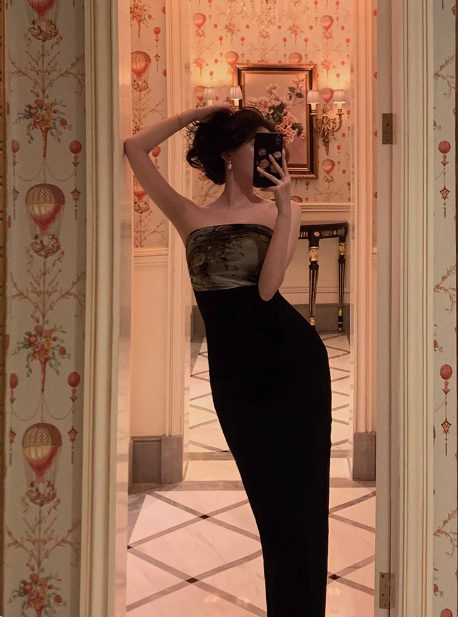 Modest Sheath Strapless Black Satin 21st Birthday Dress Party Gown Birthday Outfits Birthday Dress Ideas For Women DP1630